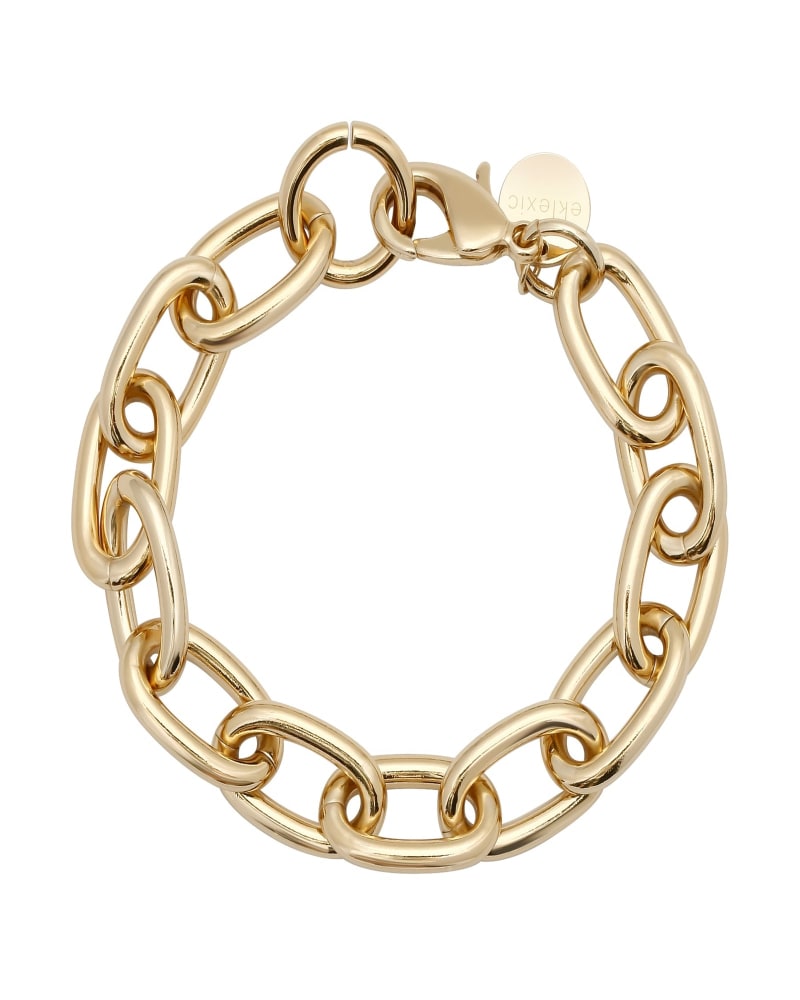 Front of a size 6.5" Alana Bracelet 6.5" Gold in Gold by Eklexic. | dia_product_style_image_id:283115
